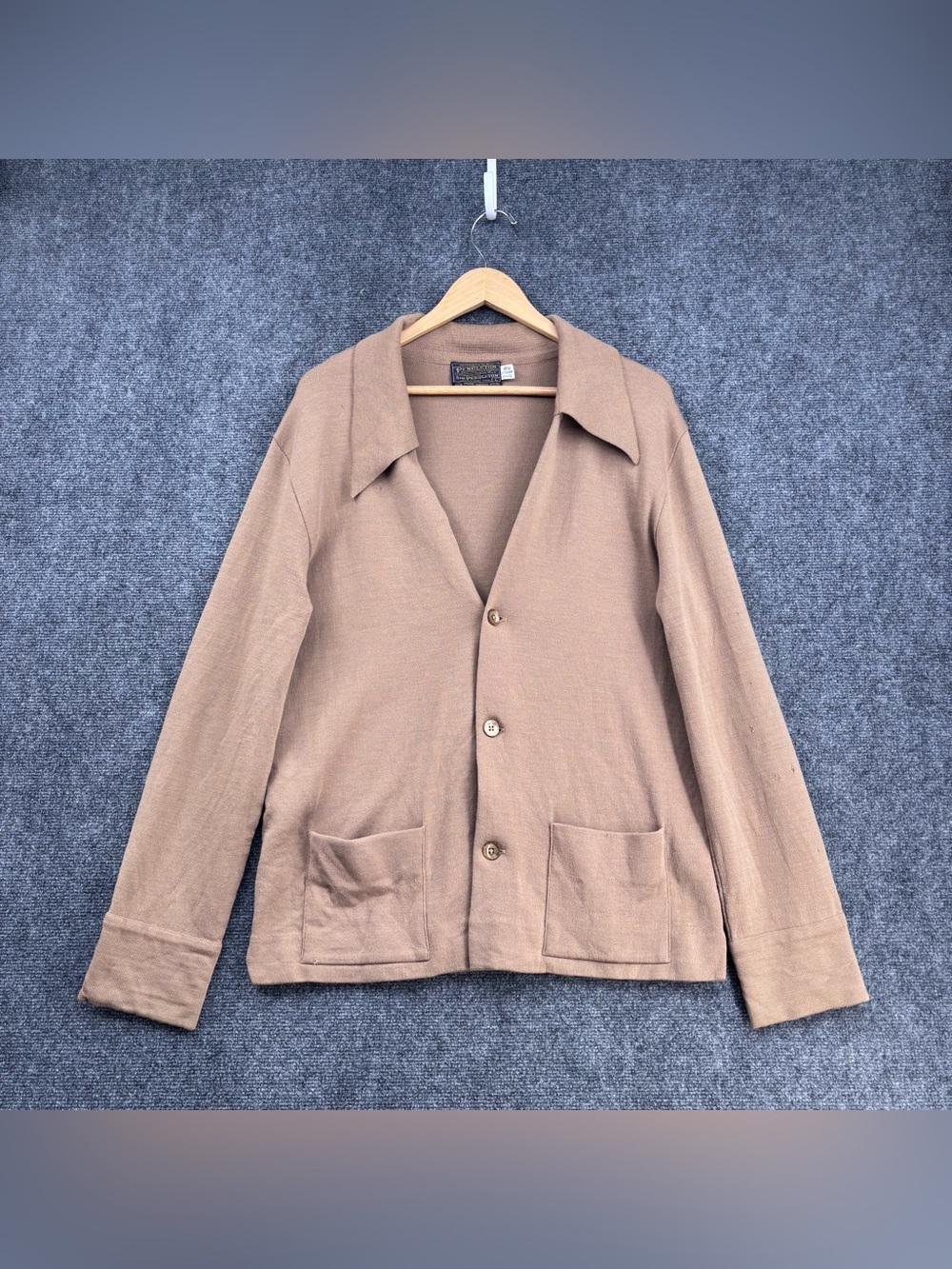 VTG Pendleton Tan Virgin Wool Grandpacore Cabincore Cardigan Sweater Men’s L